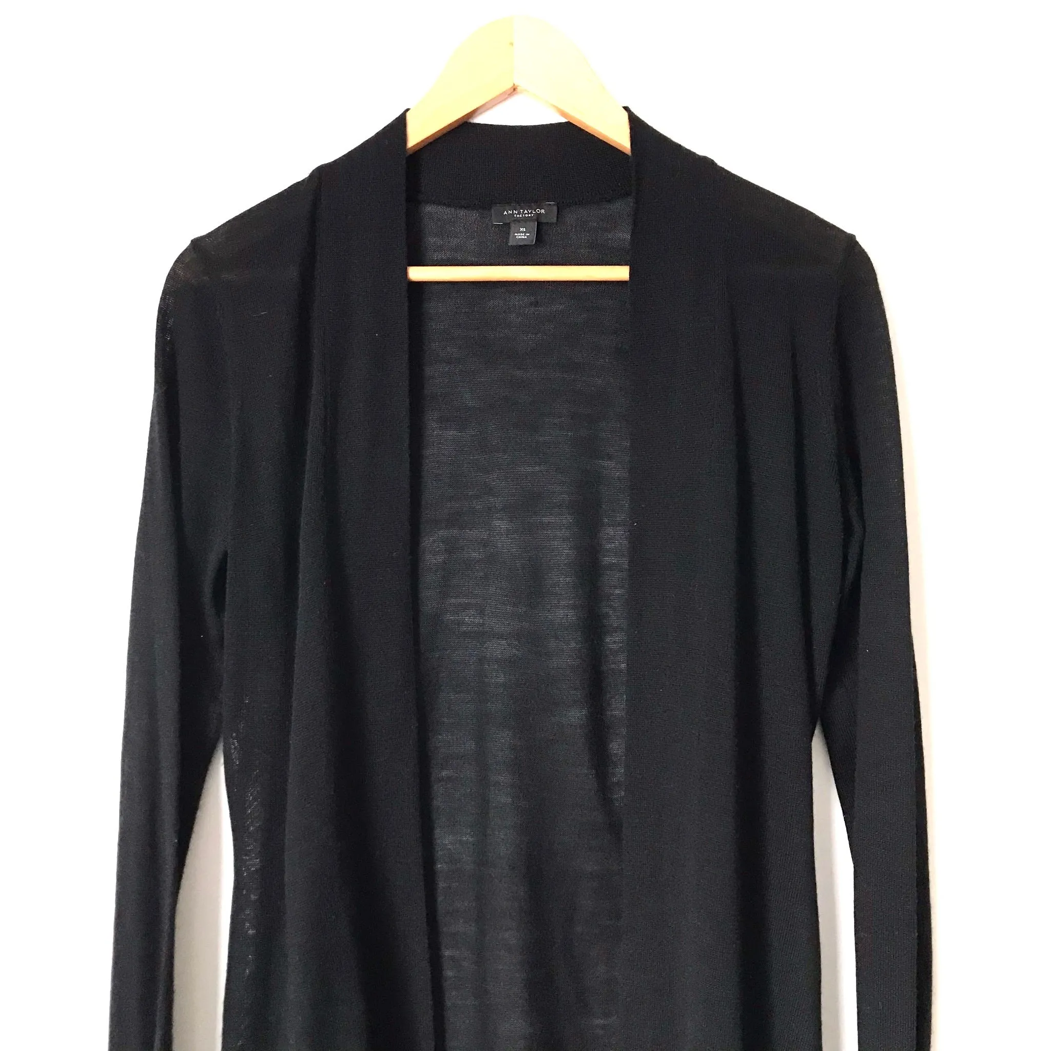 Ann Taylor Black Open Front Cardigan- Size XS