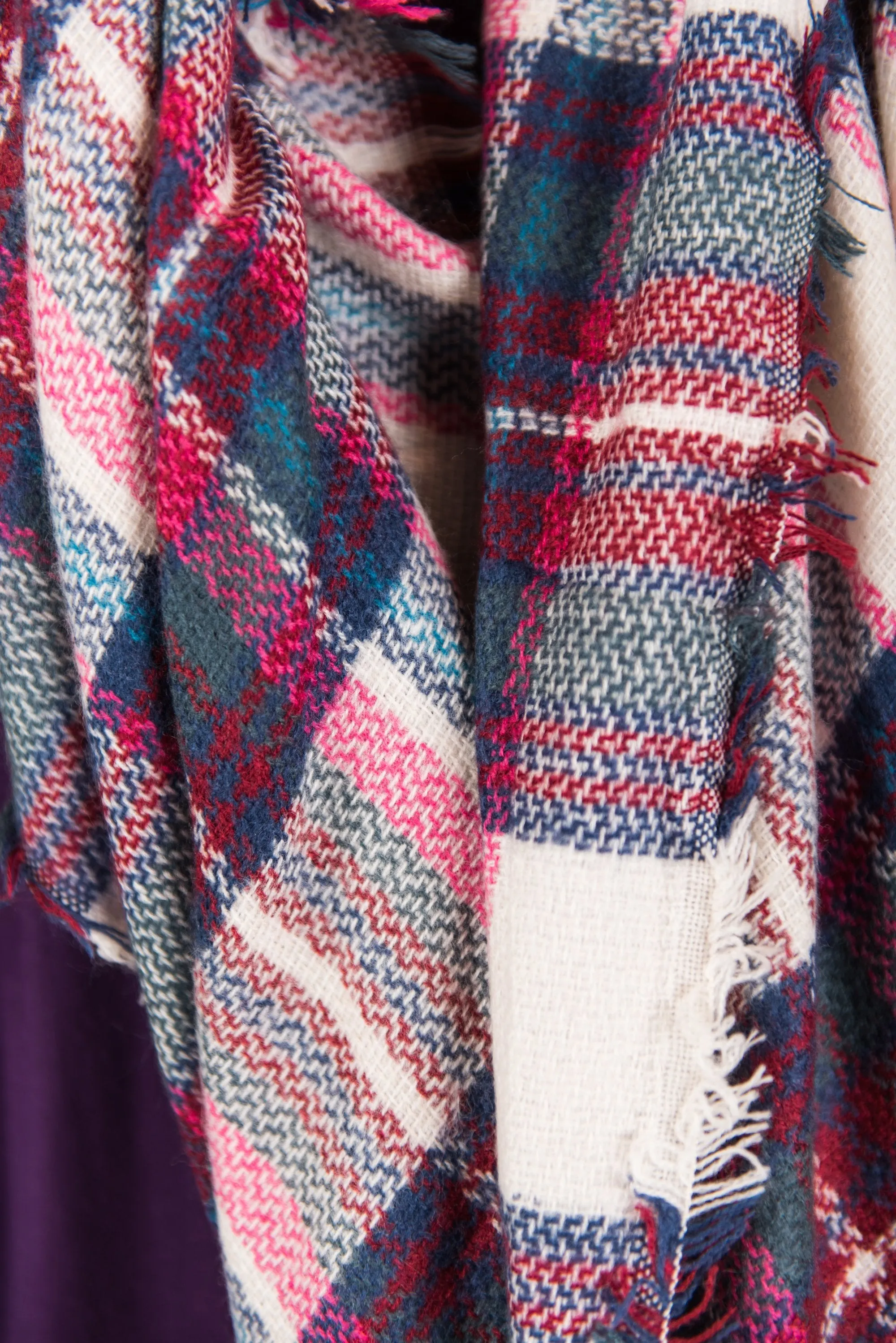 Autumn Air Pink Plaid Blanket Scarf