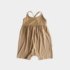 Babysprouts Tie-Back Romper in Camel