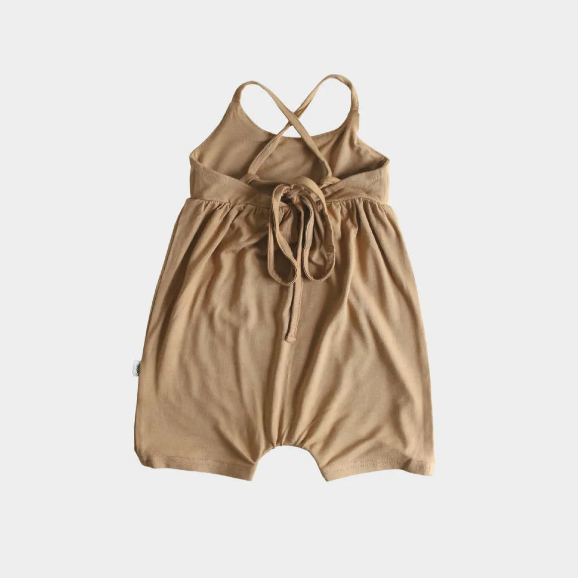 Babysprouts Tie-Back Romper in Camel