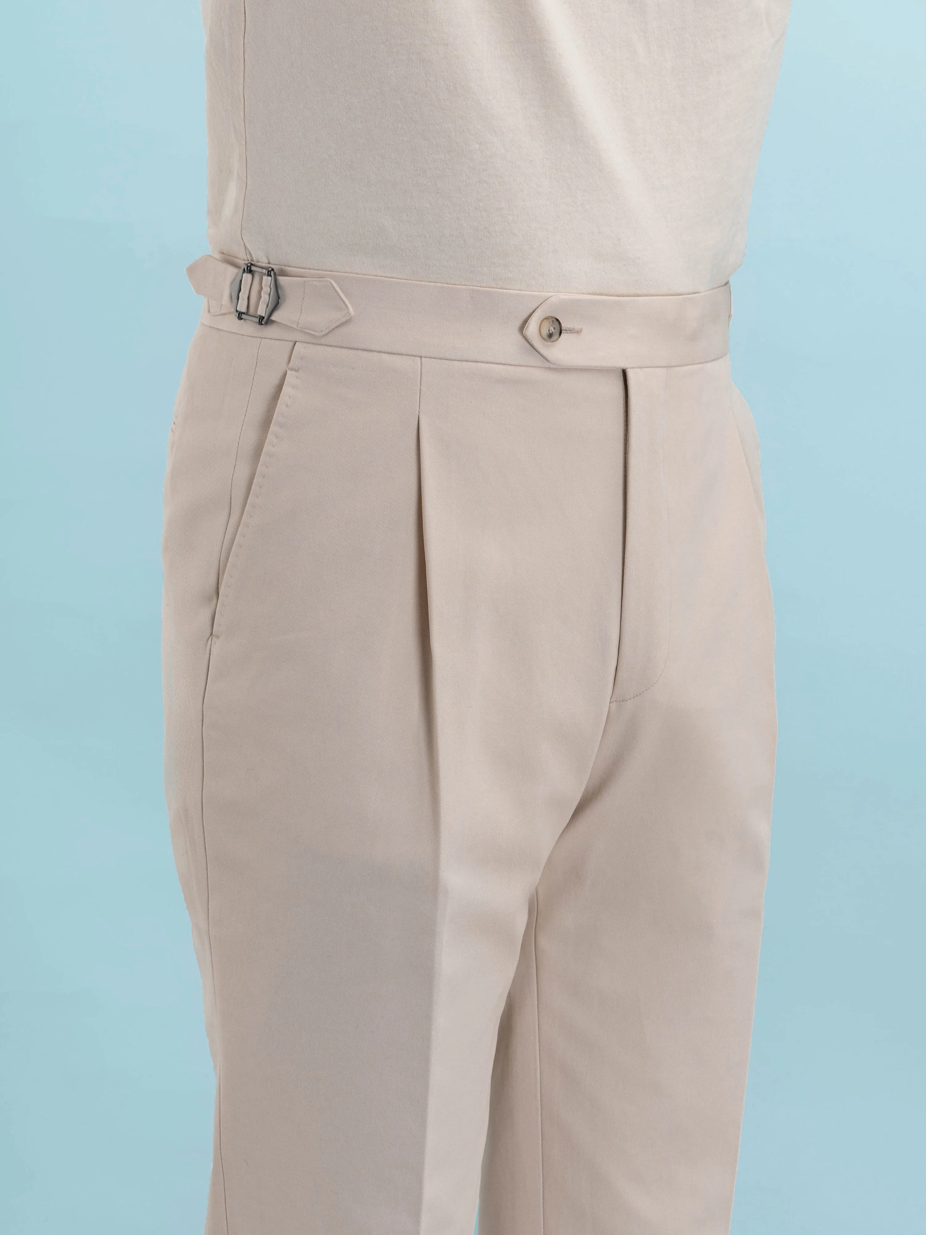 Beige Cotton Oscar Trousers