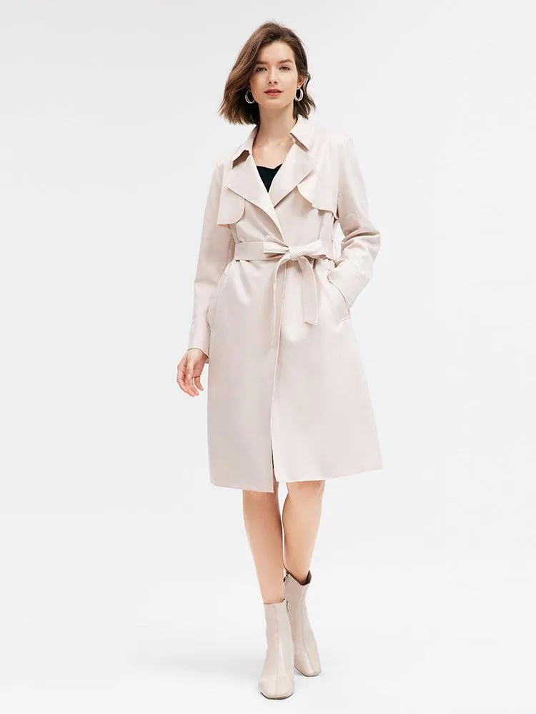 Beige Suedette Trench Coat