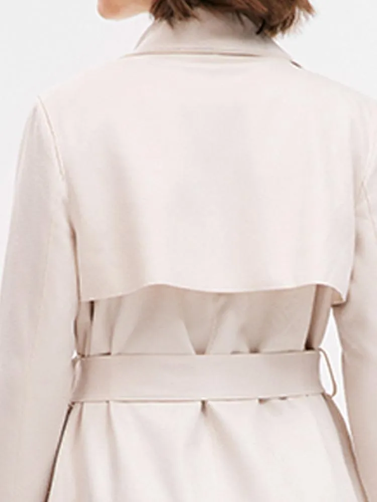 Beige Suedette Trench Coat
