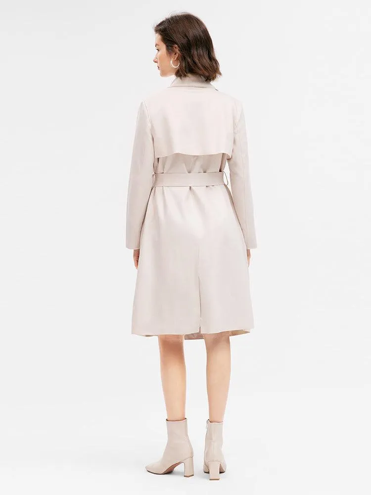 Beige Suedette Trench Coat