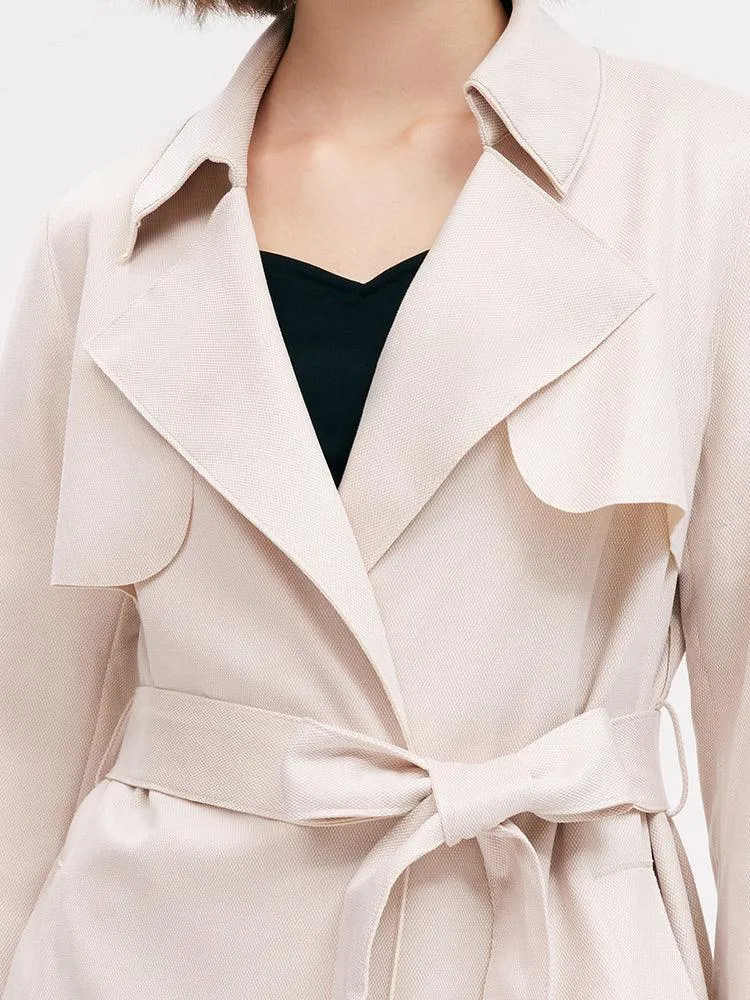 Beige Suedette Trench Coat