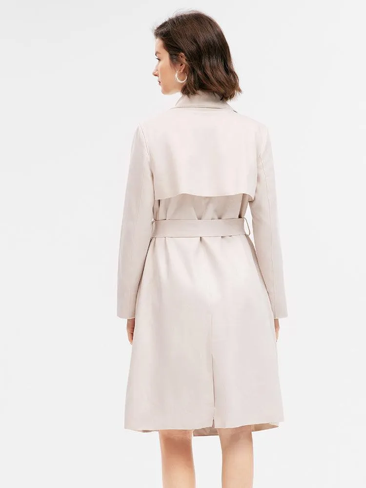 Beige Suedette Trench Coat