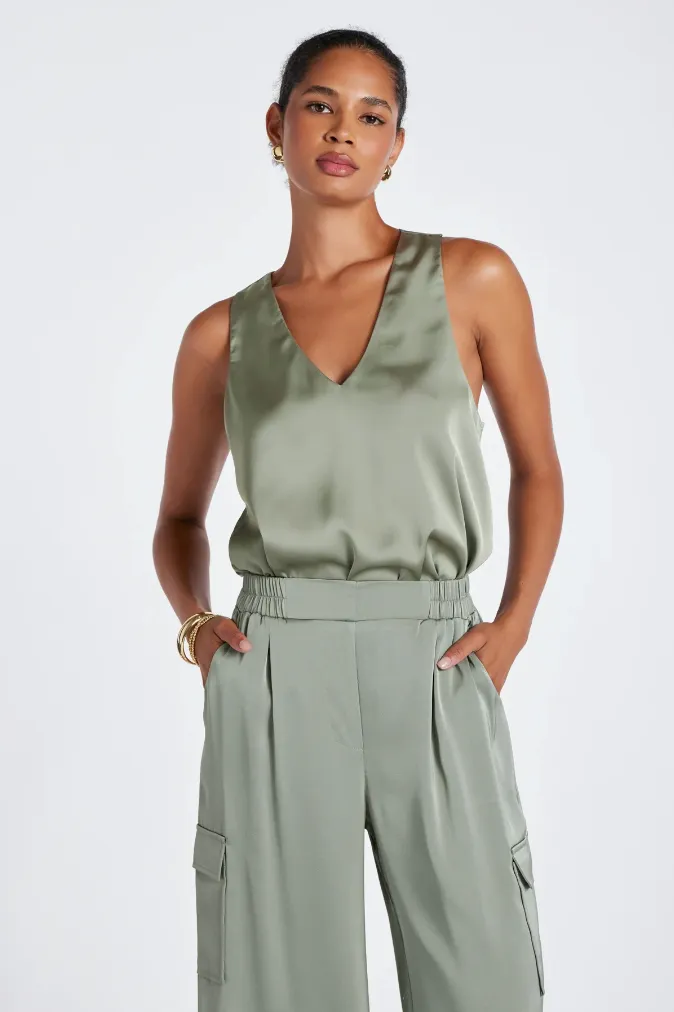 Bishop   Young Renee Satin Cami in Olive