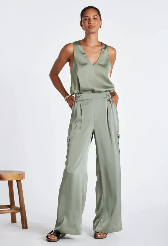 Bishop   Young Renee Satin Cami in Olive