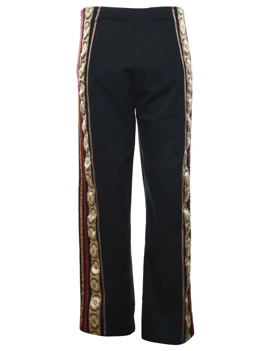 Black Classic Contrast Trim Trousers - W32 L28