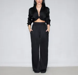 BLACK SILK TROUSERS