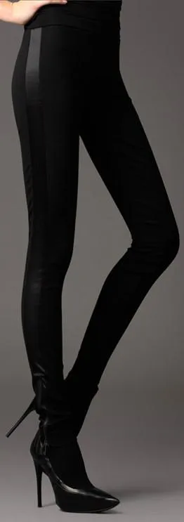 Black Size Zip Faux-Leather Paneled Skinny Pants