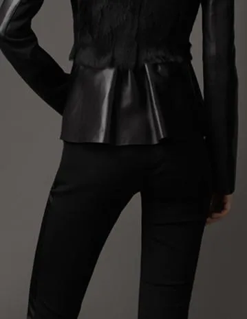 Black Size Zip Faux-Leather Paneled Skinny Pants