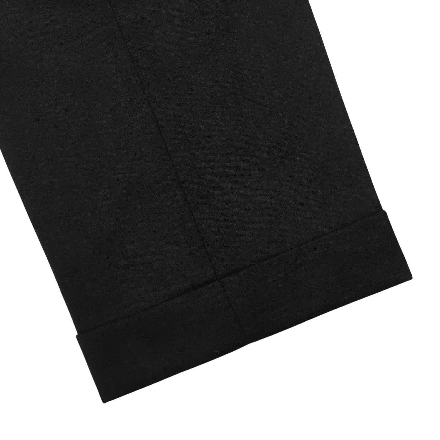 Black Wool Flannel Flat Front Trousers