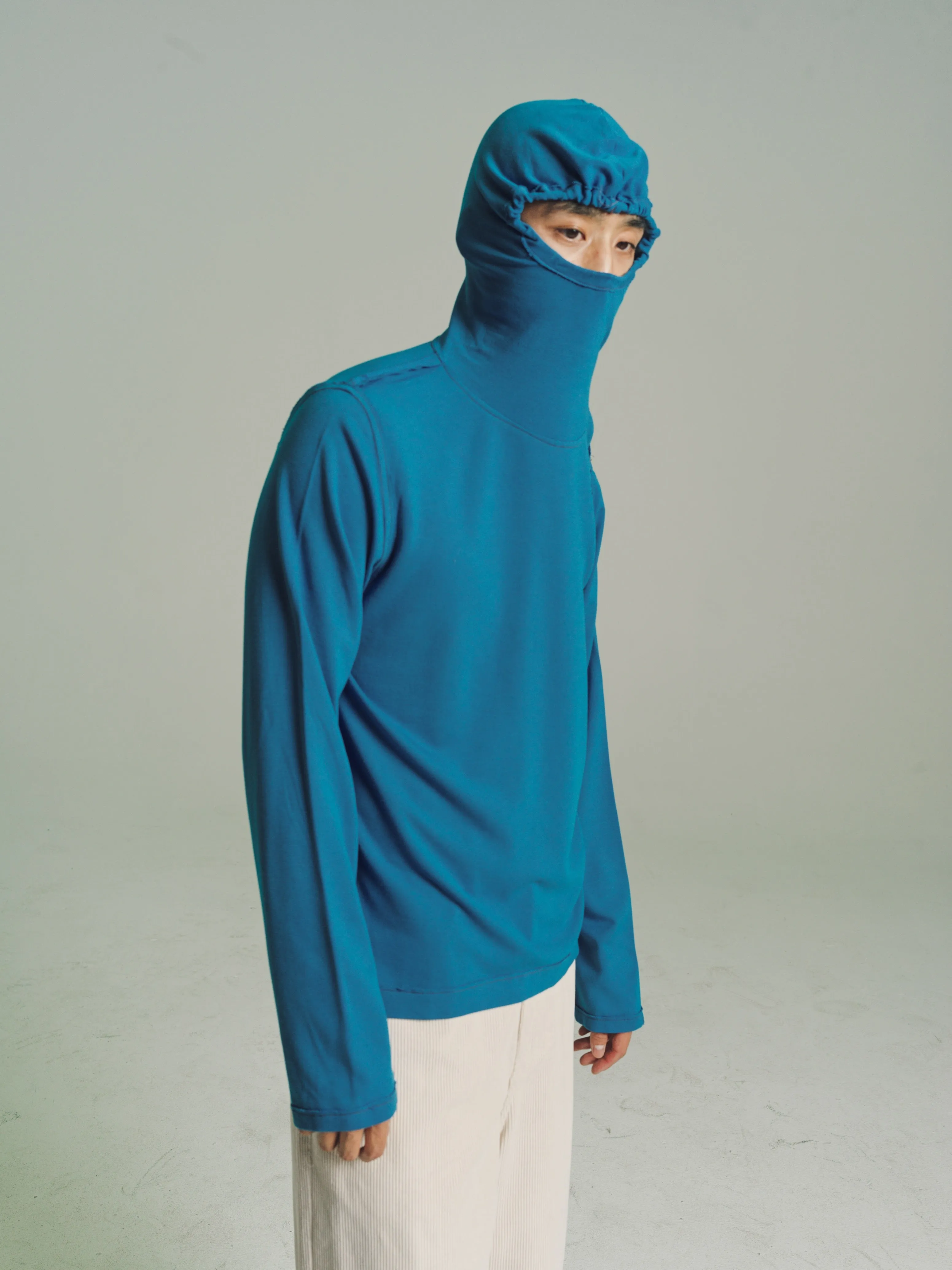 Blue Rib Jersey Balaclava Tee