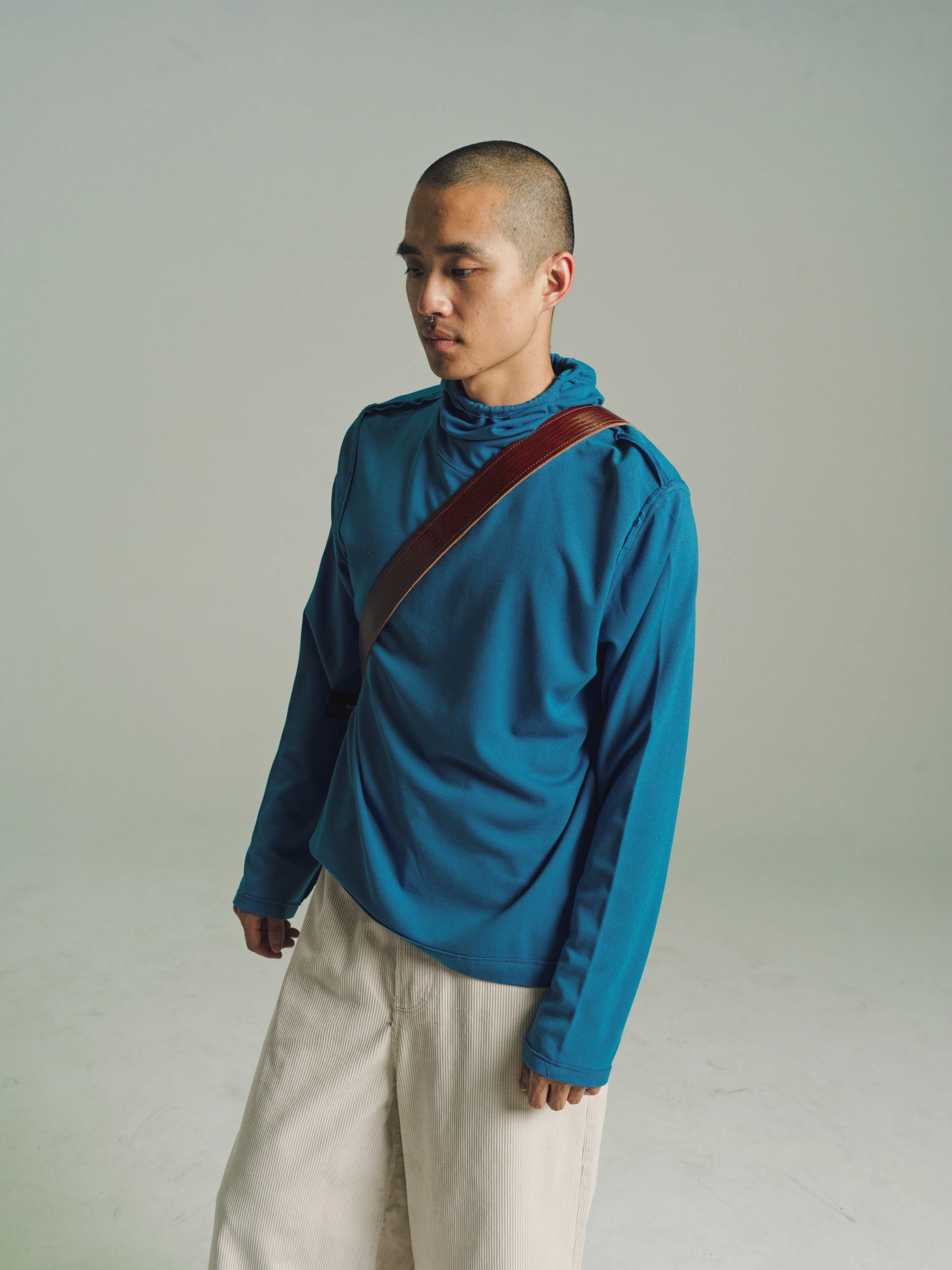 Blue Rib Jersey Balaclava Tee