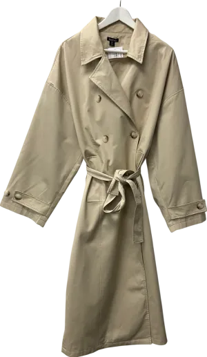 boohoo Cream Oversized Double Breast Belted Synched Back Trench Coat UK 10