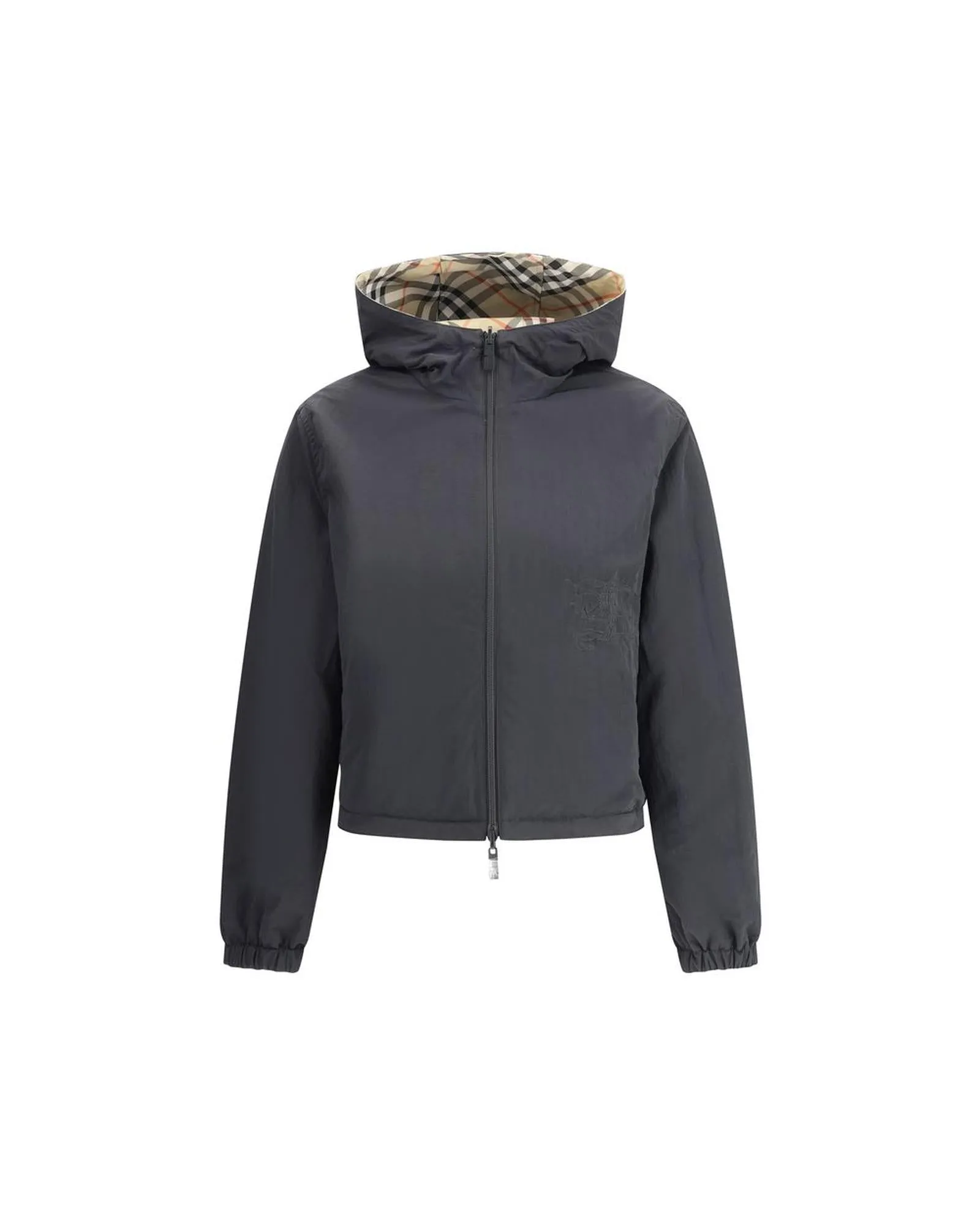 Burberry Reversible Jacket with Adjustable Hood and Zippered Pockets