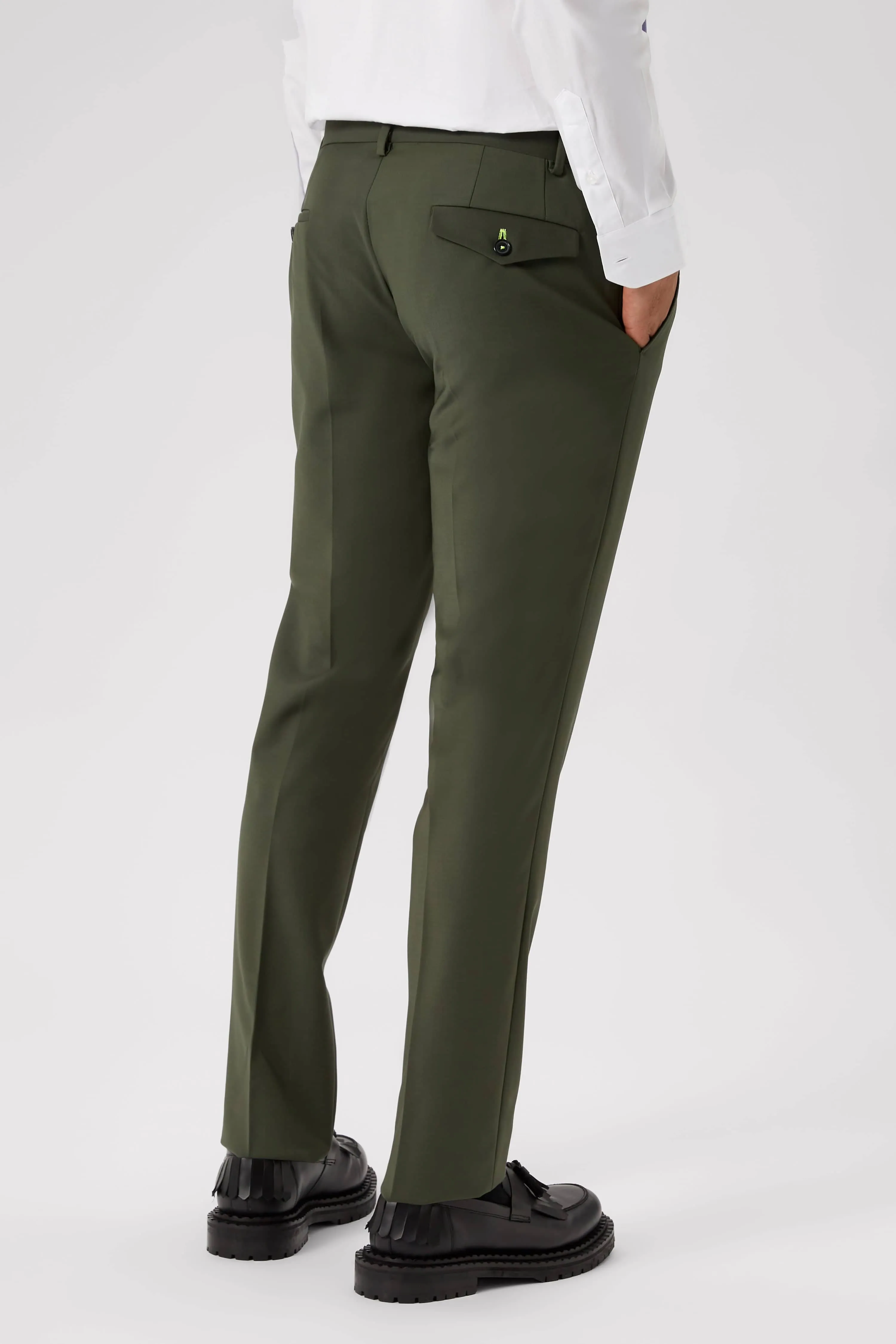 Buscot Slim Fit Green Wool Trousers