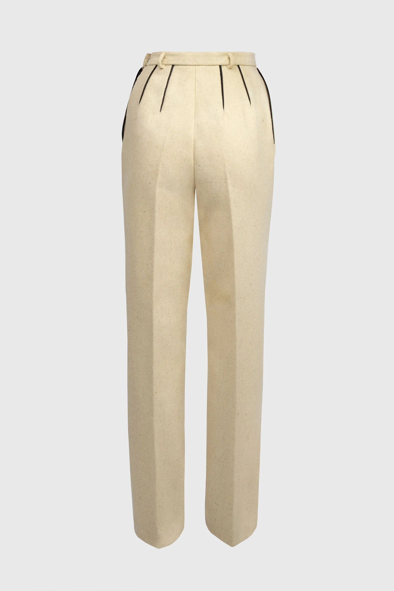 Butter White Wool Trousers