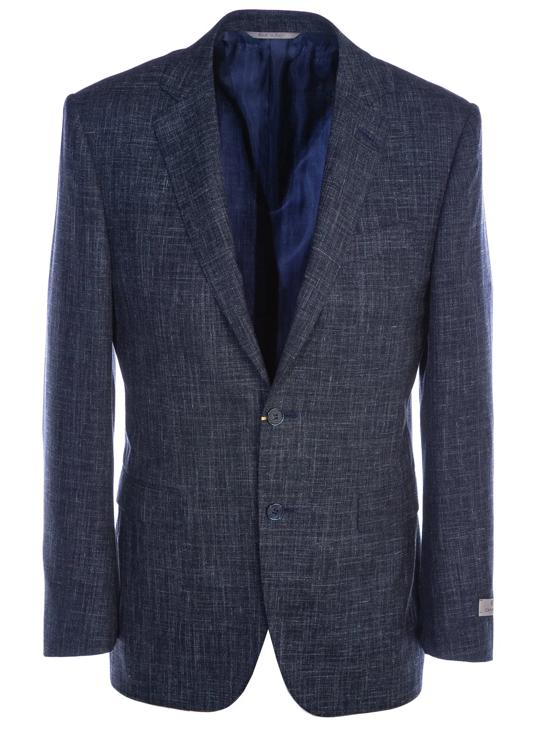Canali Linen Mix Notch Lapel Suit in Navy