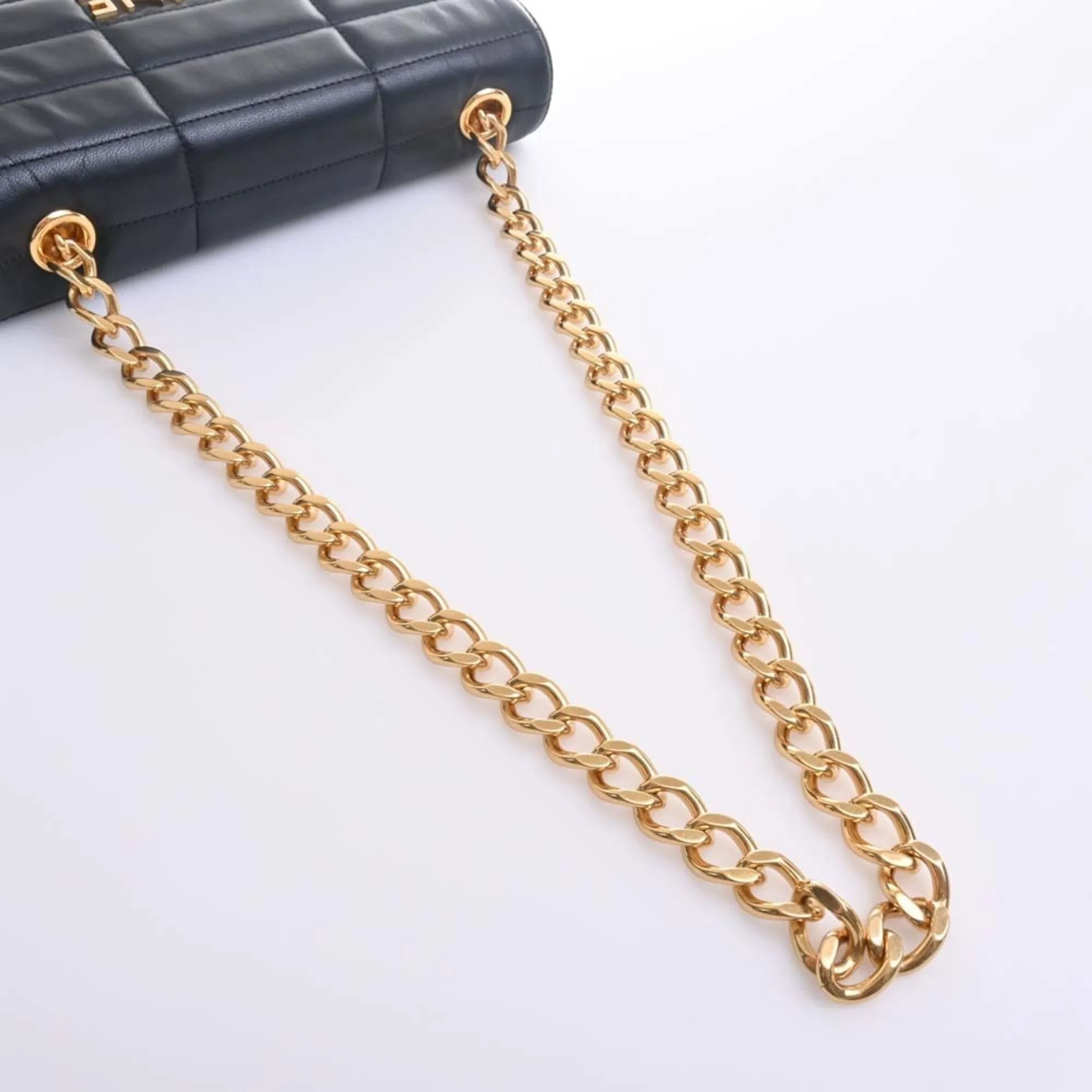 Celine Matelasse Monochrome Leather Chain Shoulder Bag Black Women's