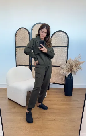 Chiara knit coord olive