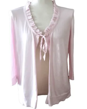 Cool Summer Pink Ruffle Tie Cardigan