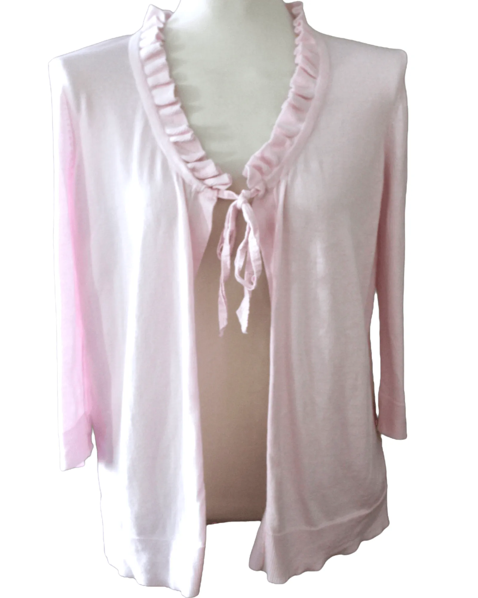 Cool Summer Pink Ruffle Tie Cardigan