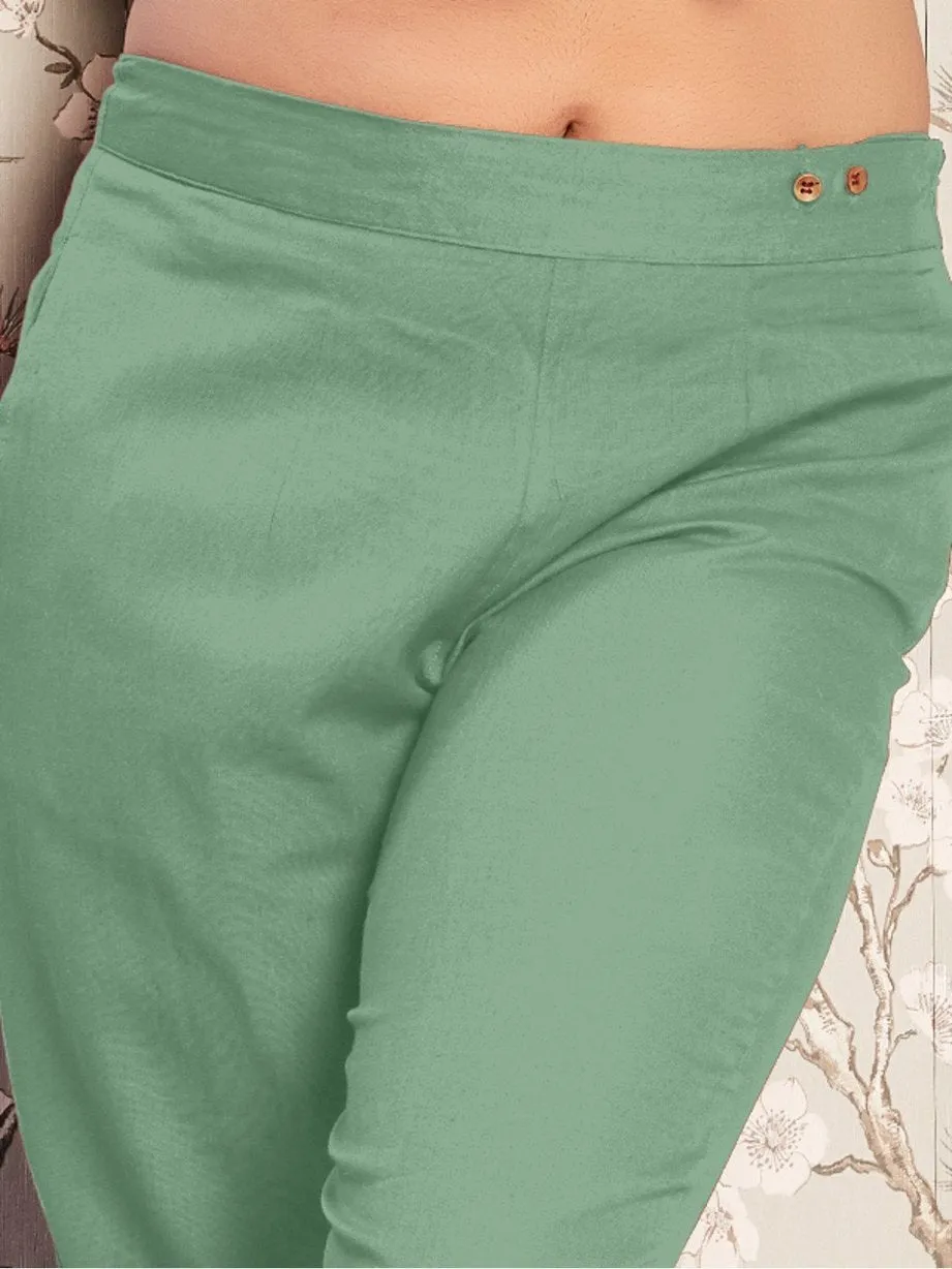 Cotton Flex Solid Women's Pants Pista Color
