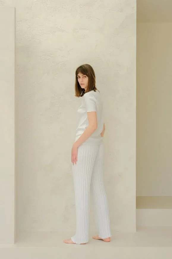 Cotton Plissé Pants (3D-Knit) White