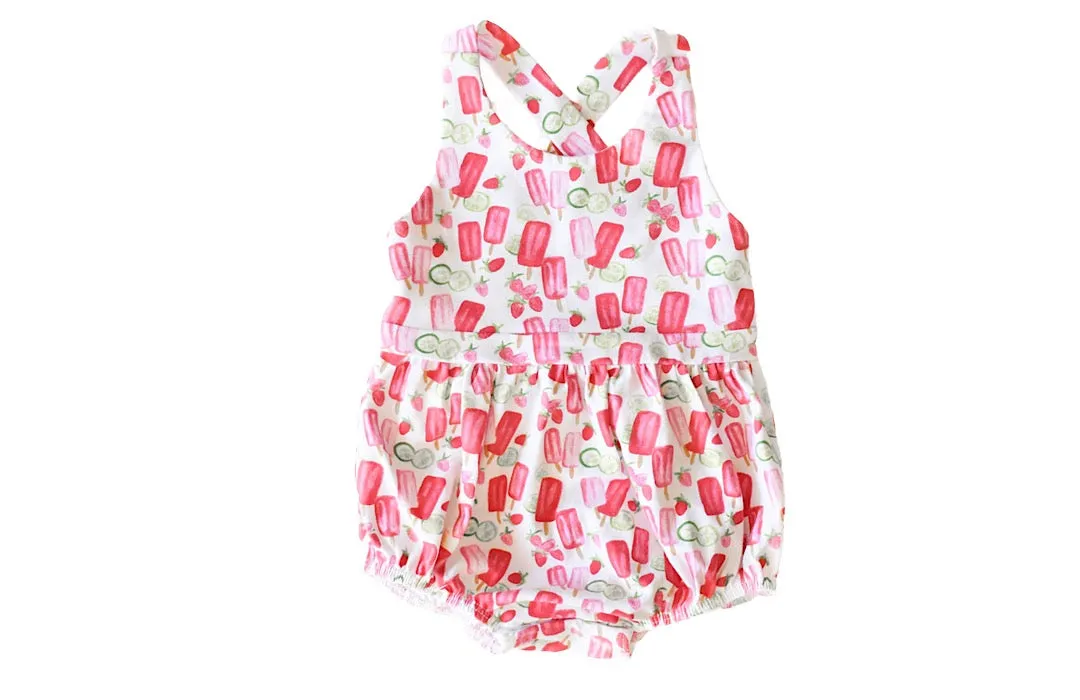Cross Back Bubble Romper In Popsicles