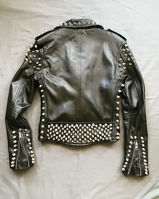 Custom Order Women's Studded Lambskin Motorcycle Jacket, XS-4XL