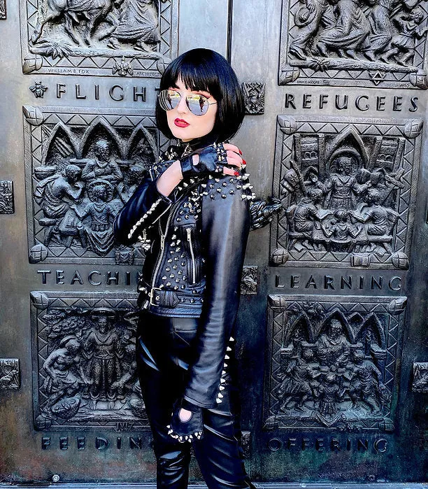 Custom Order Women's Studded Lambskin Motorcycle Jacket, XS-4XL