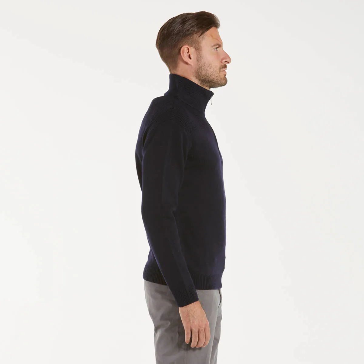 Daniele Fiesoli maglione collo alto e zip blu