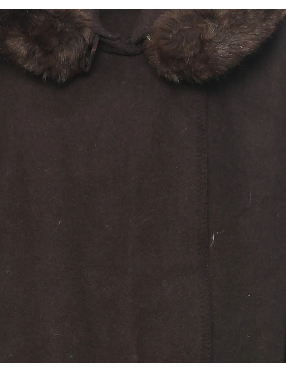 Dark Brown Wool Coat - L
