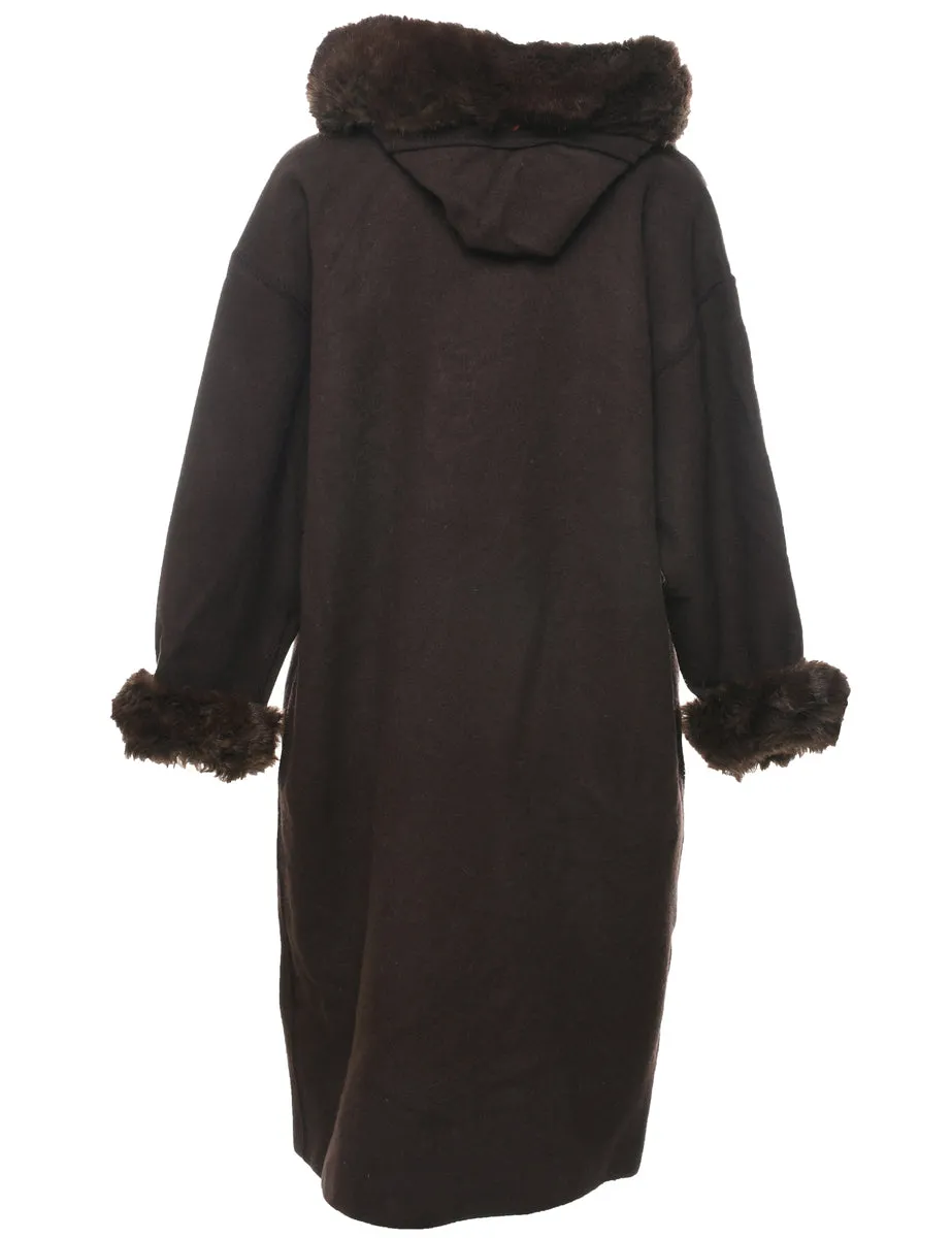 Dark Brown Wool Coat - L