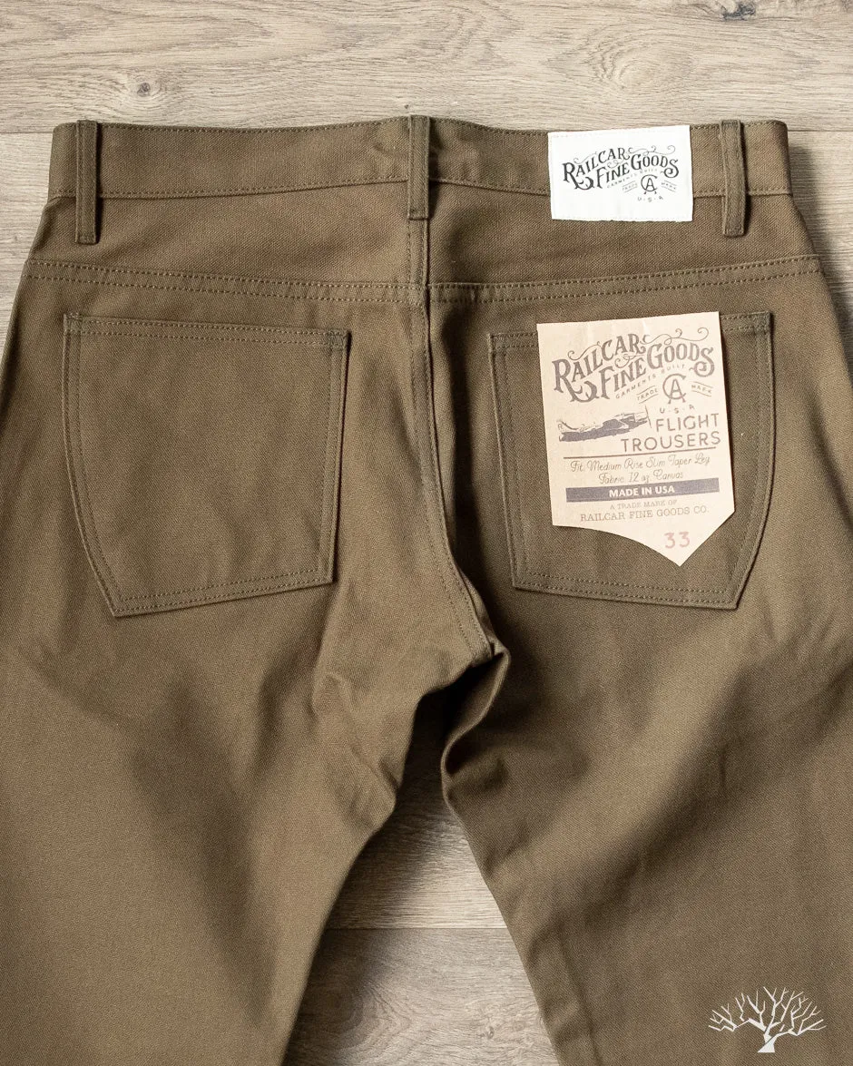 Duck Canvas Flight Trousers - Seaweed Green