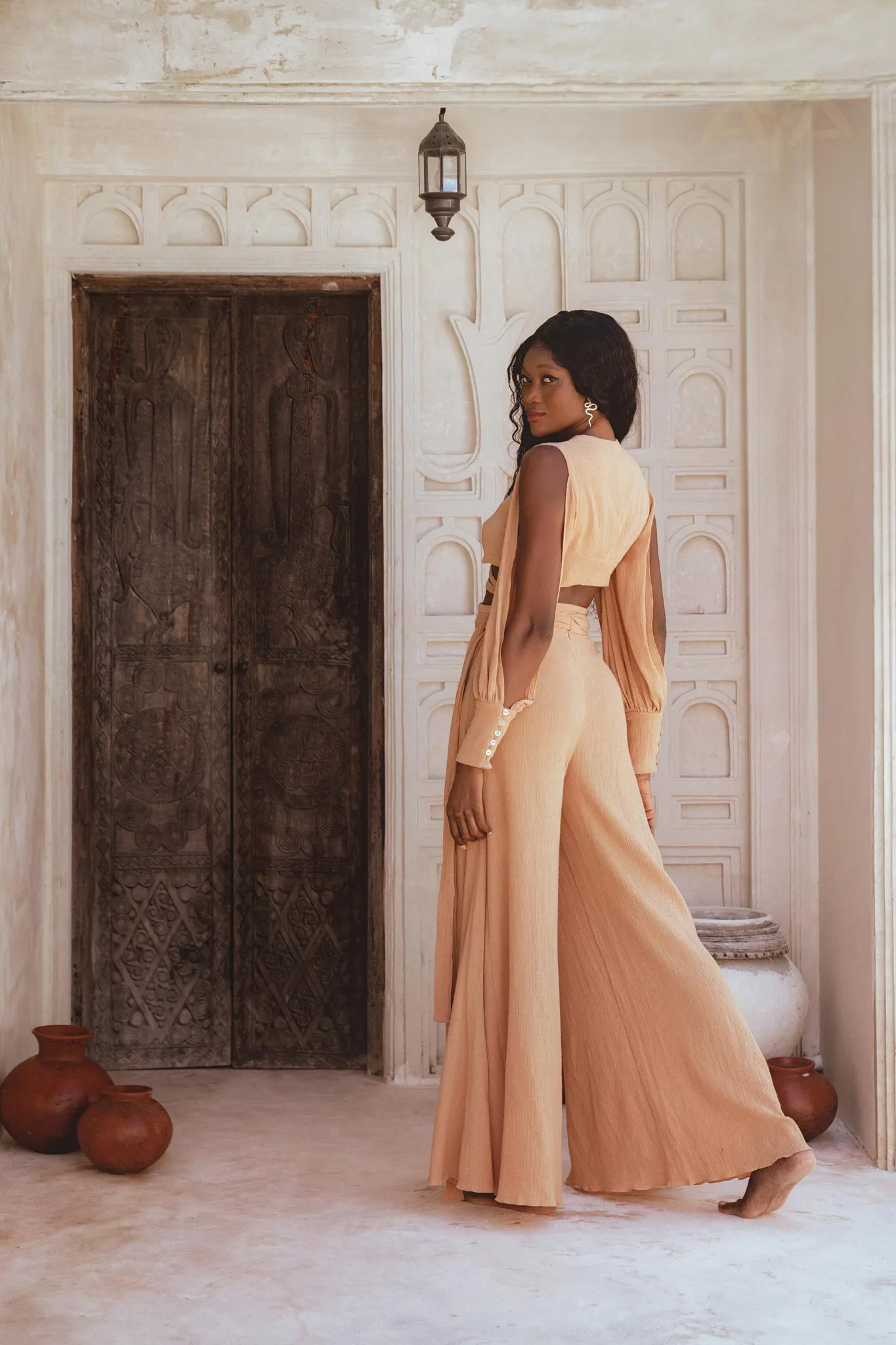 Dusty Pink Ambrosia Set Top and Pants • Organic Boho Top & Trousers for Women • Casual Set