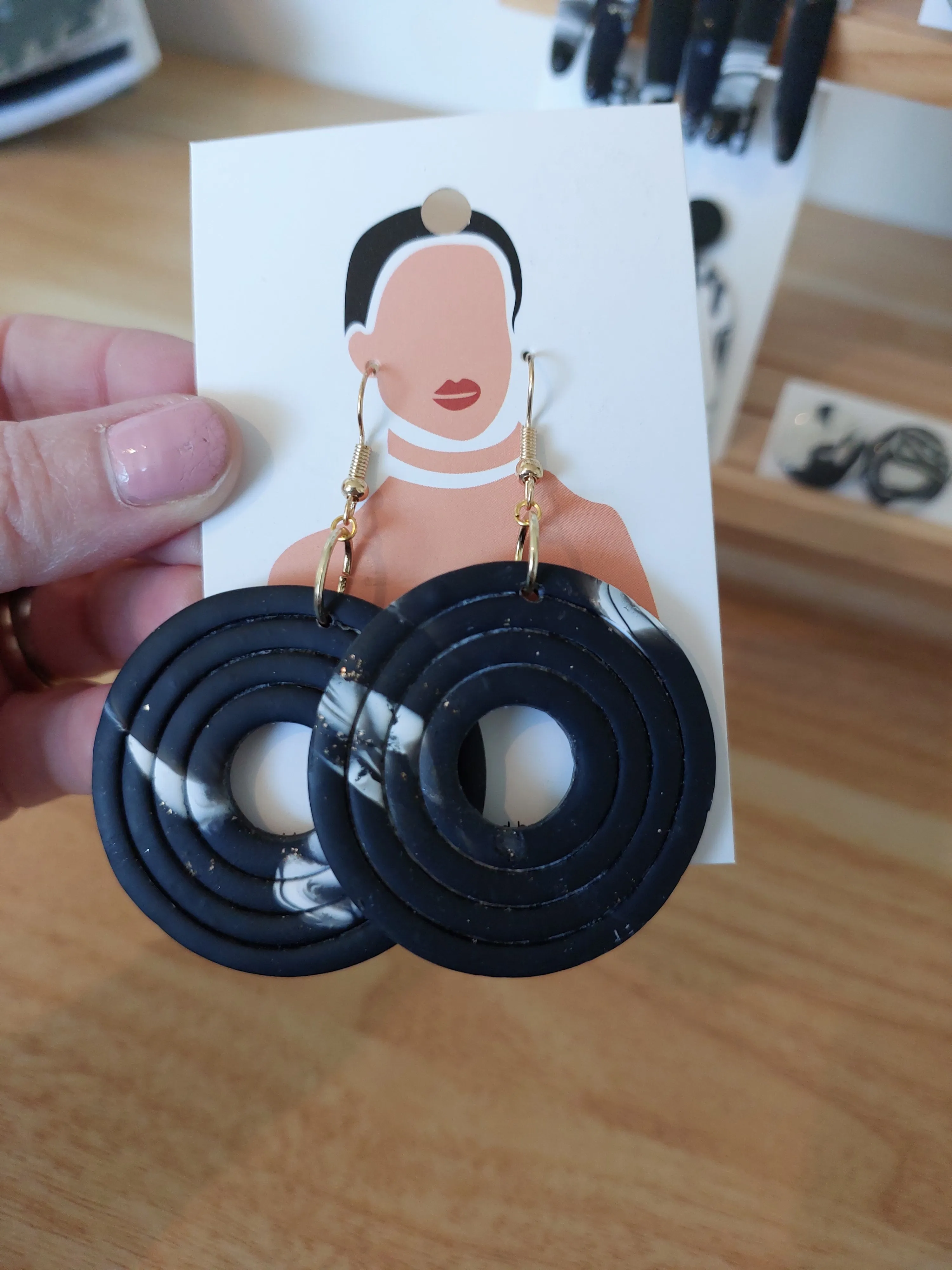 Ear Bling - Big Black and White