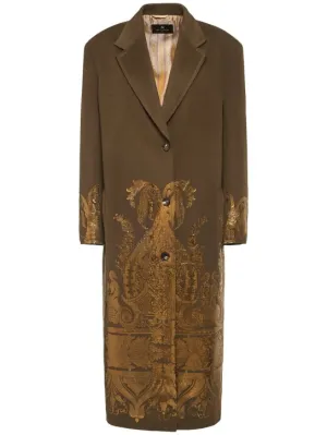 Etro   Wool &amp; cashmere printed long coat 