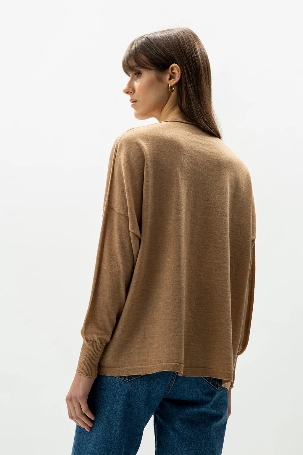 EXTRA FINE MERINO WOOL OVERSIZED CARDIGAN V NECK