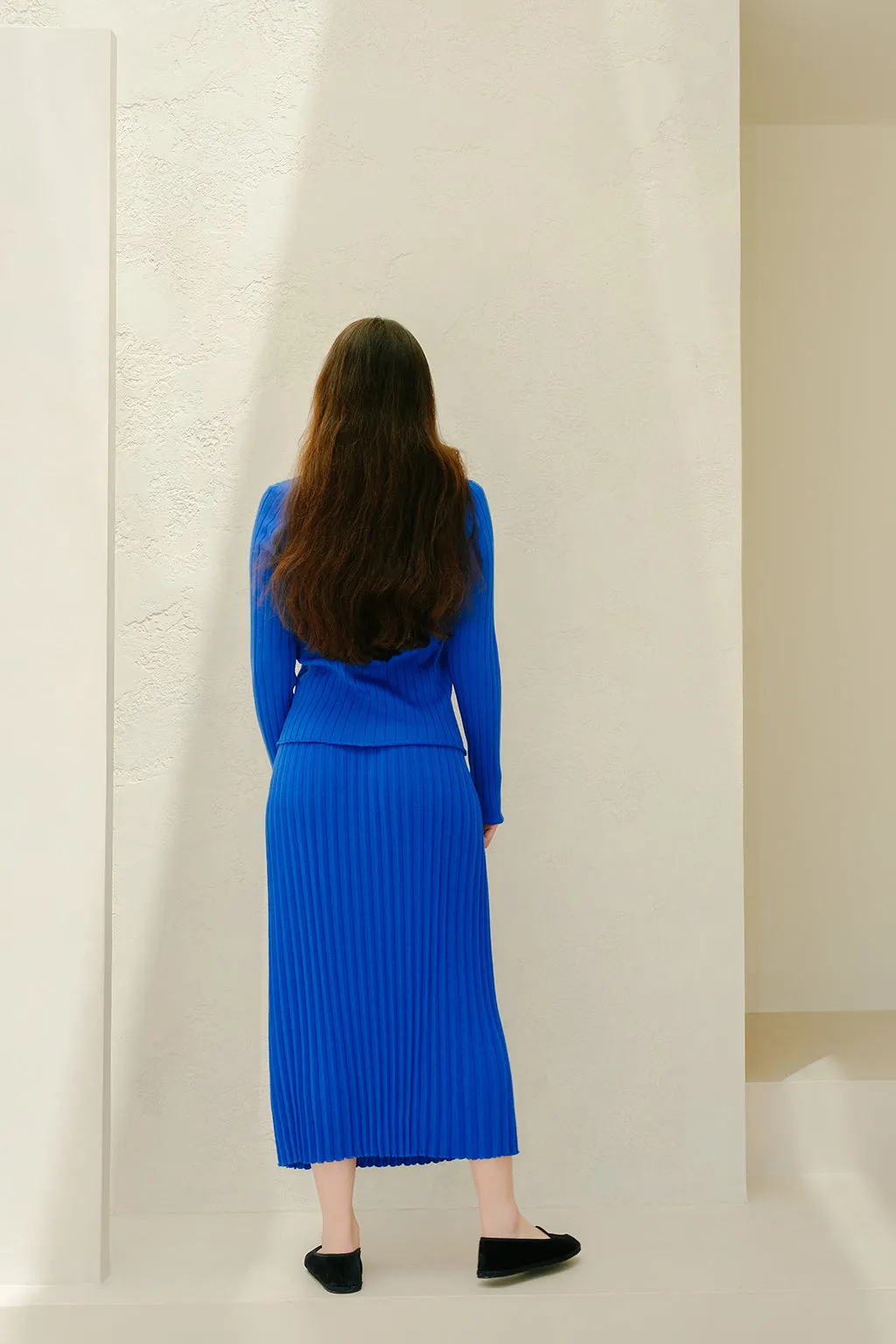 EXTRA FINE MERINO WOOL PLISSE SKIRT