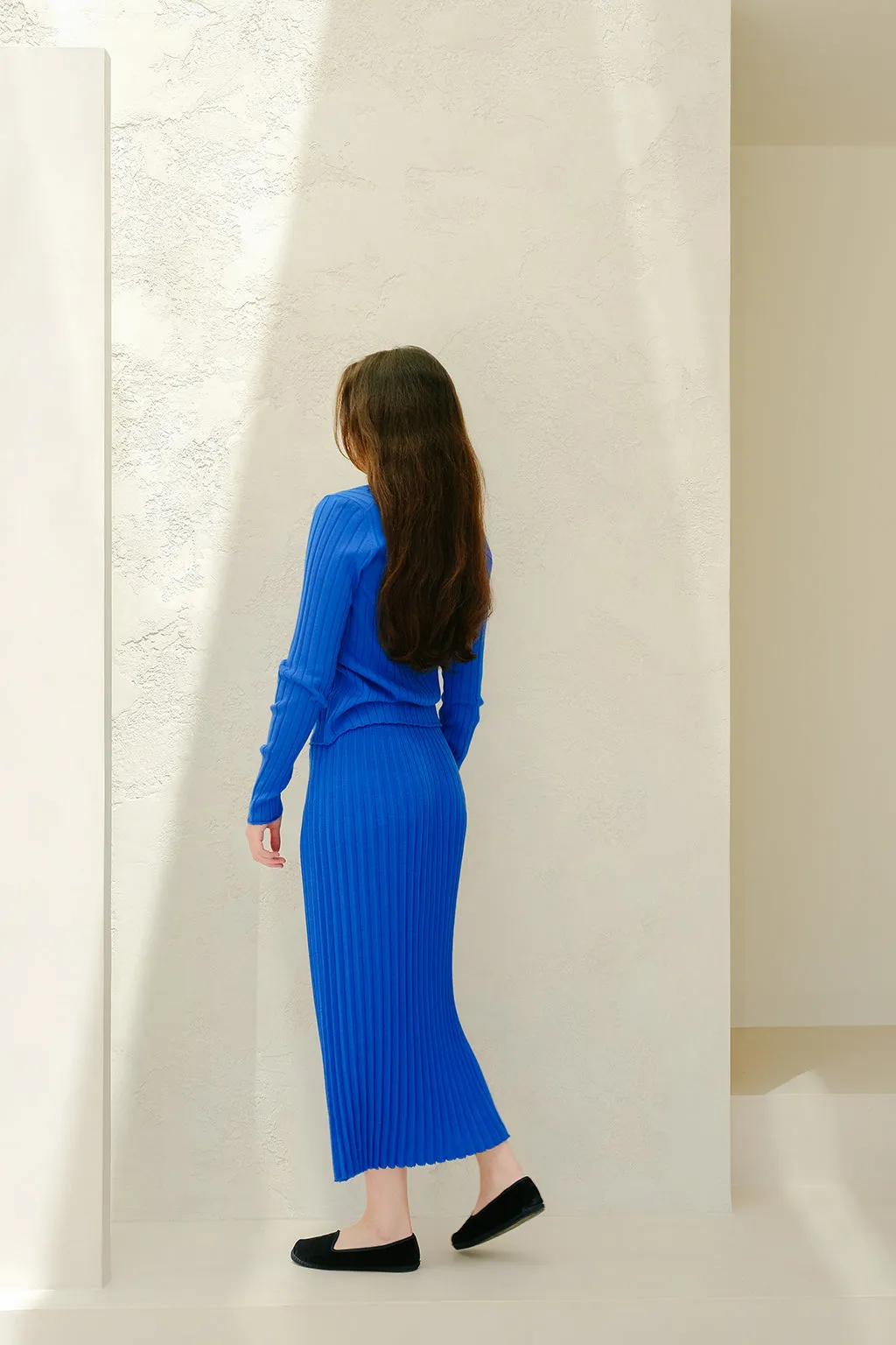 EXTRA FINE MERINO WOOL PLISSE SKIRT