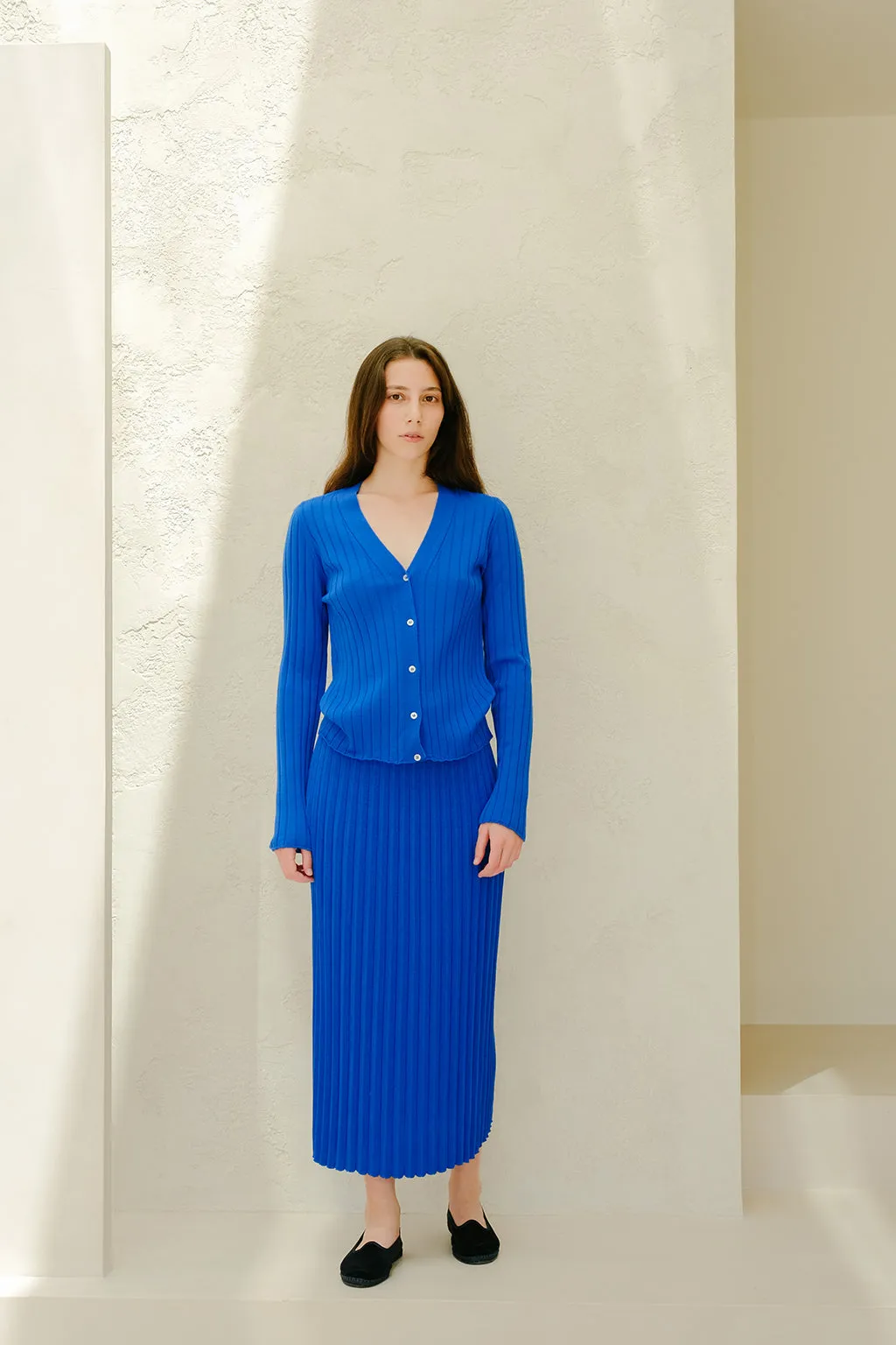 EXTRA FINE MERINO WOOL PLISSE SKIRT