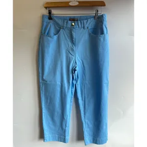 First Avenue 12 Blue Peach Cotton Crop Trousers  - 2420