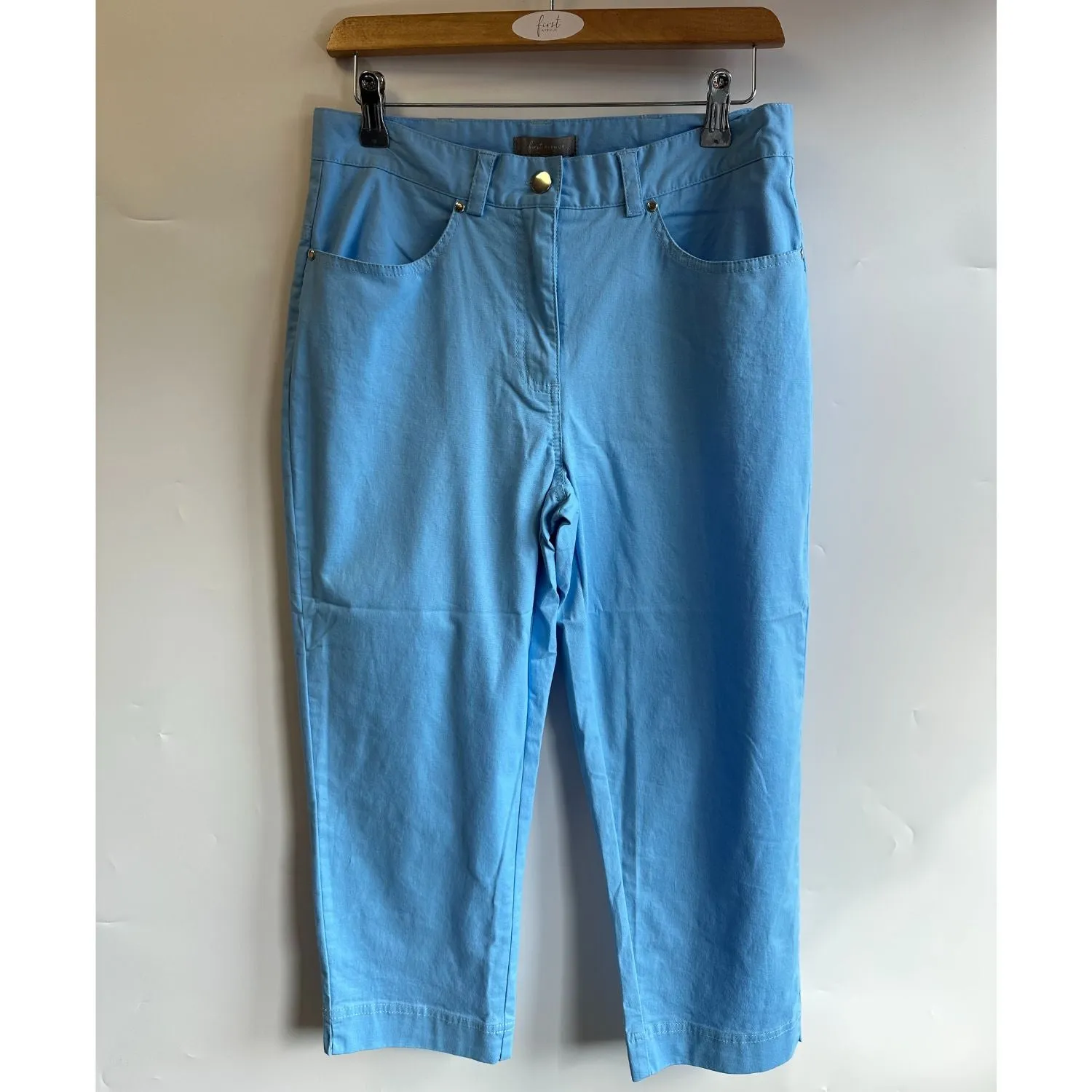 First Avenue 12 Blue Peach Cotton Crop Trousers  - 2420