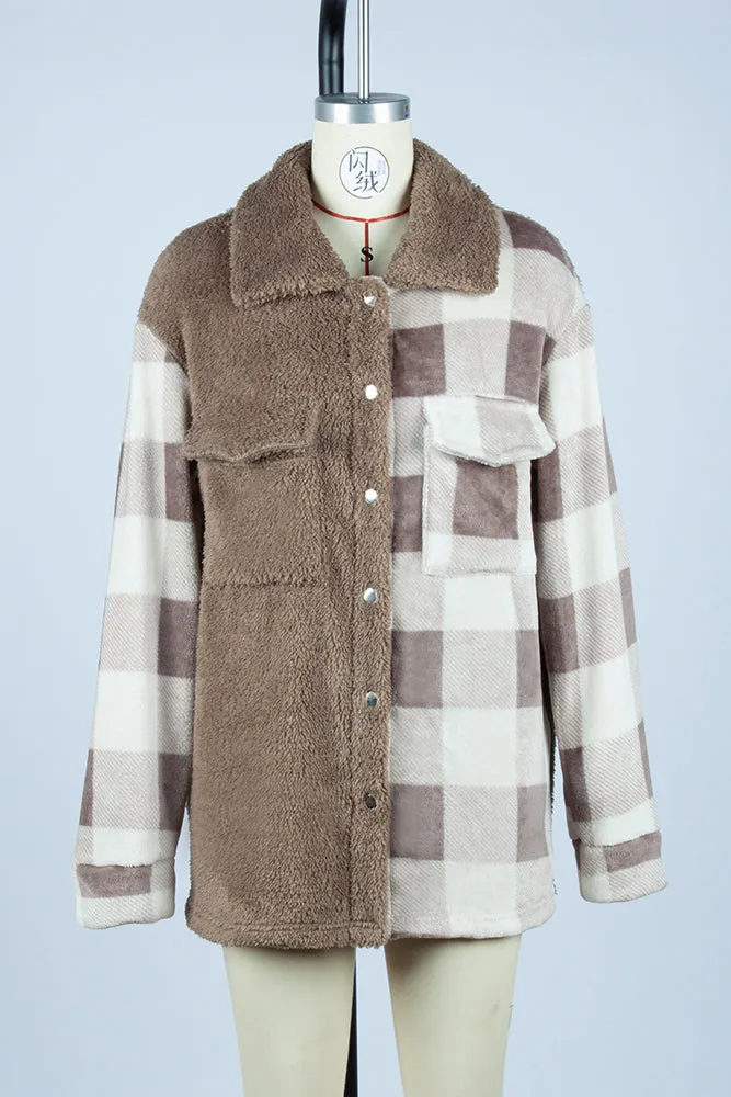 Flannel Fleece Patchwork Plaid Winter Outfits Coat