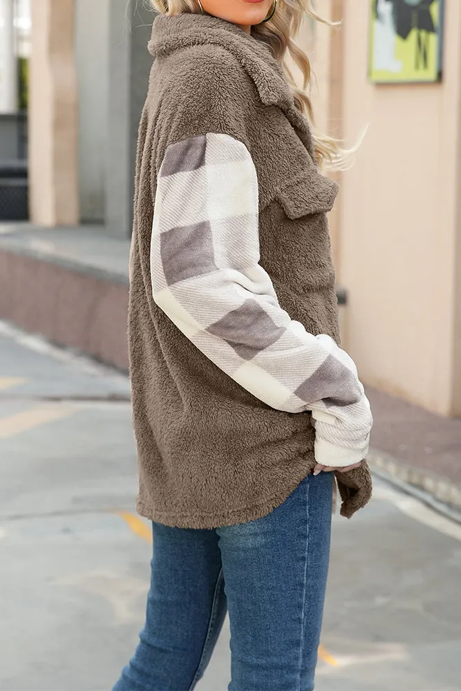 Flannel Fleece Patchwork Plaid Winter Outfits Coat