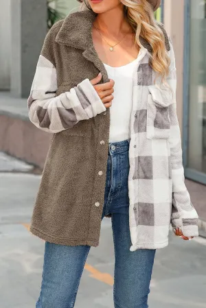 Flannel Fleece Patchwork Plaid Winter Outfits Coat
