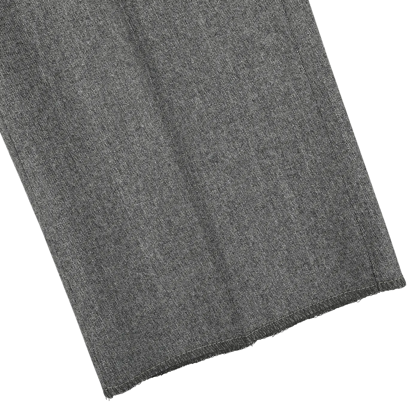 Grey Wool Flannel Flat Front Trousers